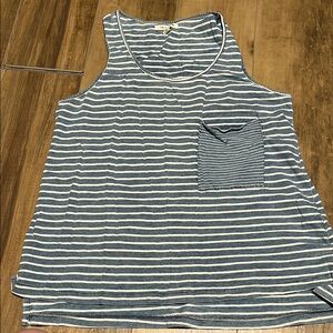 Life in Progress White and Blue Relaxed Tank Top